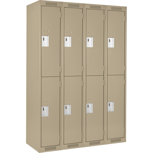 Clean Line Lockers, 2 -tier, Bank of 4, 48" x 18" x 72", Steel, Beige, Rivet (Assembled) The Estey Group