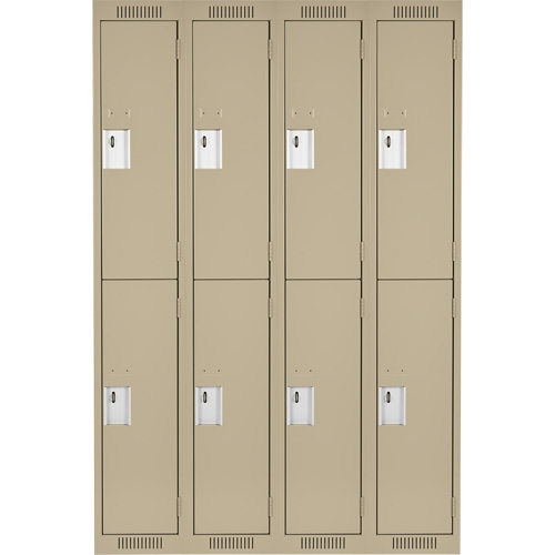 Clean Line Lockers, 2 -tier, Bank of 4, 48" x 18" x 72", Steel, Beige, Rivet (Assembled) The Estey Group