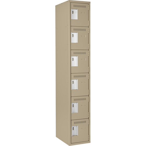 Clean Line Lockerette, 6 -tier, 12" x 18" x 72", Steel, Beige, Rivet (Assembled) The Estey Group