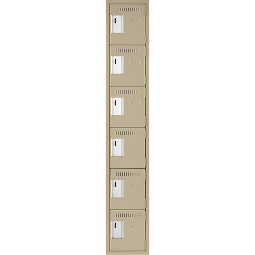 Clean Line Lockerette, 6 -tier, 12" x 18" x 72", Steel, Beige, Rivet (Assembled) The Estey Group