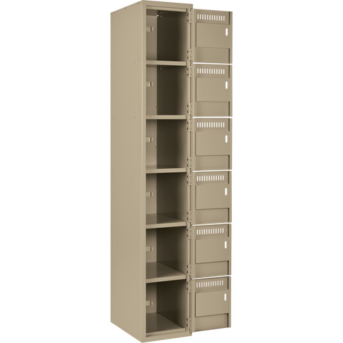 Clean Line Lockerette, 6 -tier, Bank of 4, 48" x 18" x 72", Steel, Beige, Rivet (Assembled) The Estey Group