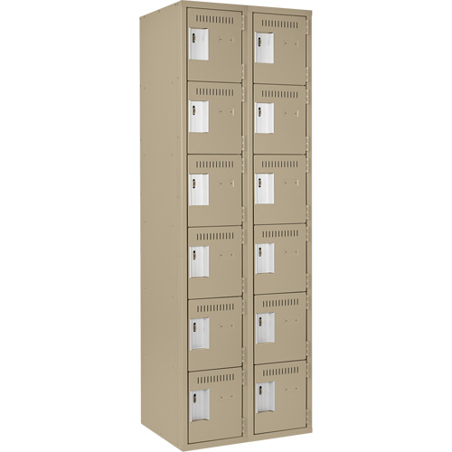 Clean Line Lockerette, 6 -tier, Bank of 2, 24" x 18" x 72", Steel, Beige, Rivet (Assembled) The Estey Group