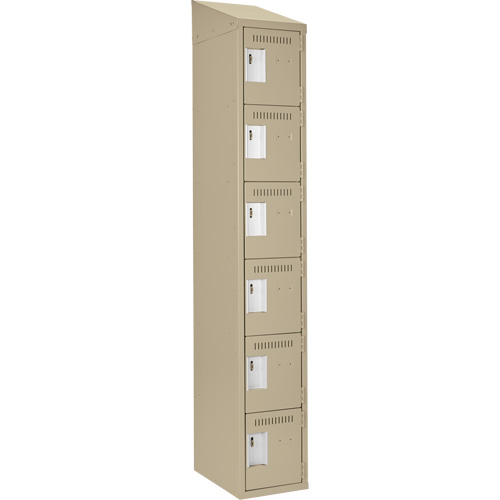 Clean Line Lockerette, 6 -tier, 12" x 18" x 78", Steel, Beige, Rivet (Assembled) The Estey Group
