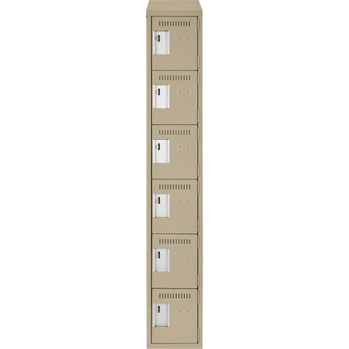 Clean Line Lockerette, 6 -tier, 12" x 18" x 78", Steel, Beige, Rivet (Assembled) The Estey Group