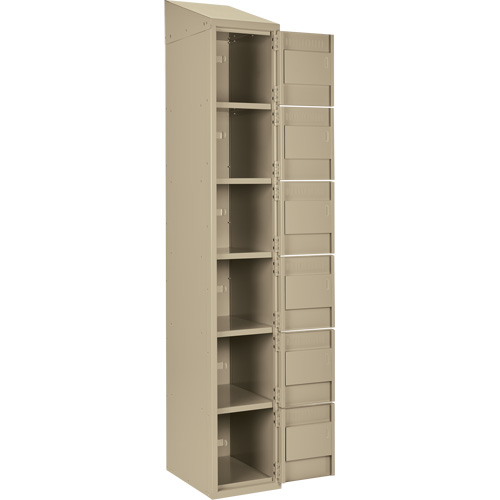 Clean Line Lockerette, 6 -tier, 12" x 18" x 78", Steel, Beige, Rivet (Assembled) The Estey Group