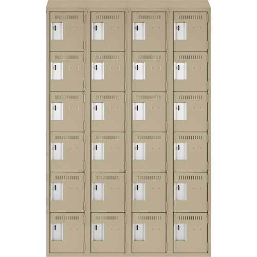 Petits casiers Clean Line, 6 niveaux, Bloc de 4, 48" x 18" x 78", Acier, Beige, Rivet (assembl&eacute;) The Estey Group
