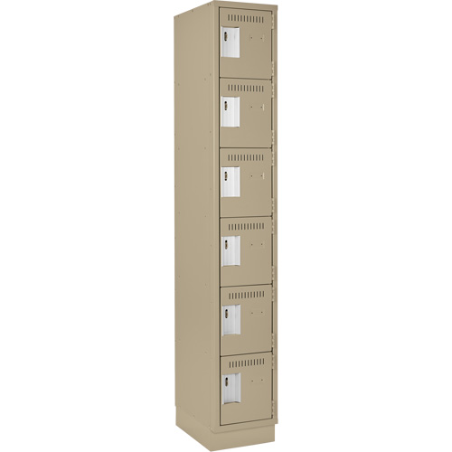 Clean Line Lockerette, 6 -tier, 12" x 18" x 76", Steel, Beige, Rivet (Assembled) The Estey Group