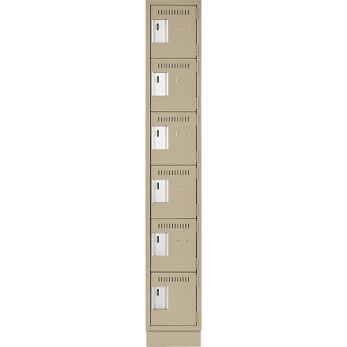 Clean Line Lockerette, 6 -tier, 12" x 18" x 76", Steel, Beige, Rivet (Assembled) The Estey Group