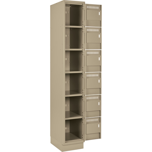 Clean Line Lockerette, 6 -tier, Bank of 4, 48" x 18" x 76", Steel, Beige, Rivet (Assembled) The Estey Group