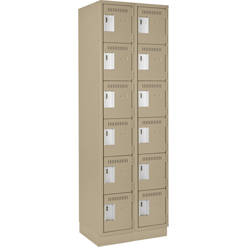 Clean Line Lockerette, 6 -tier, Bank of 2, 24" x 18" x 76", Steel, Beige, Rivet (Assembled) The Estey Group