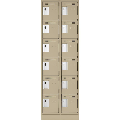 Clean Line Lockerette, 6 -tier, Bank of 2, 24" x 18" x 76", Steel, Beige, Rivet (Assembled) The Estey Group