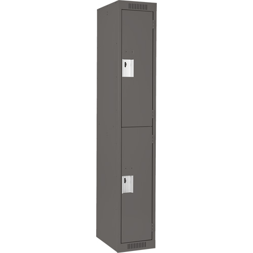 Clean Line Lockers, 2 -tier, 12" x 18" x 72", Steel, Charcoal, Rivet (Assembled) The Estey Group