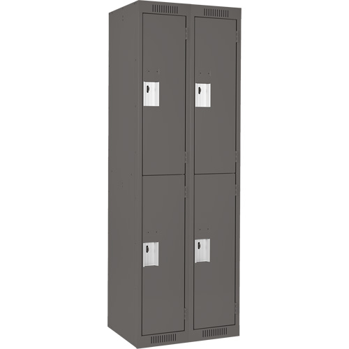 Casiers Clean Line, 2 niveaux, Bloc de 2, 24" x 18" x 72", Acier, Charbon, Rivet (assembl&eacute;) The Estey Group