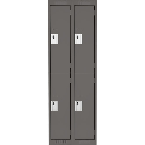 Casiers Clean Line, 2 niveaux, Bloc de 2, 24" x 18" x 72", Acier, Charbon, Rivet (assembl&eacute;) The Estey Group