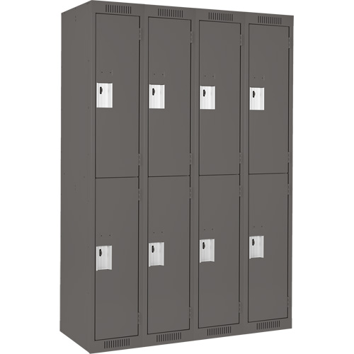 Clean Line Lockers, 2 -tier, Bank of 4, 48" x 18" x 72", Steel, Charcoal, Rivet (Assembled) The Estey Group