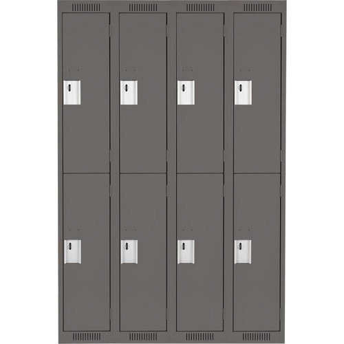 Clean Line Lockers, 2 -tier, Bank of 4, 48" x 18" x 72", Steel, Charcoal, Rivet (Assembled) The Estey Group