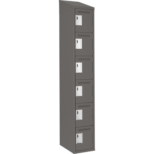 Clean Line Lockerette, 6 -tier, 12" x 18" x 78", Steel, Charcoal, Rivet (Assembled) The Estey Group