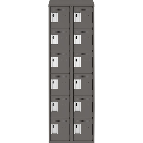 Petits casiers Clean Line, 6 niveaux, Bloc de 2, 24" x 18" x 78", Acier, Charbon, Rivet (assembl&eacute;) The Estey Group