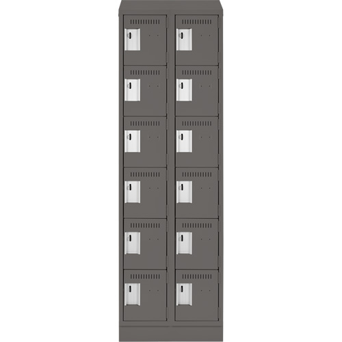 Clean Line Lockerette, 6 -tier, Bank of 2, 24" x 18" x 82", Steel, Charcoal, Rivet (Assembled) The Estey Group