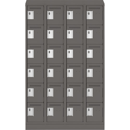 Clean Line Lockerette, 6 -tier, Bank of 4, 48" x 18" x 82", Steel, Charcoal, Rivet (Assembled) The Estey Group