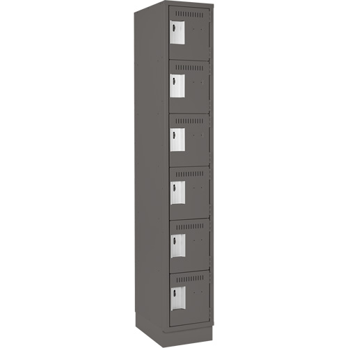 Clean Line Lockerette, 6 -tier, 12" x 18" x 76", Steel, Charcoal, Rivet (Assembled) The Estey Group