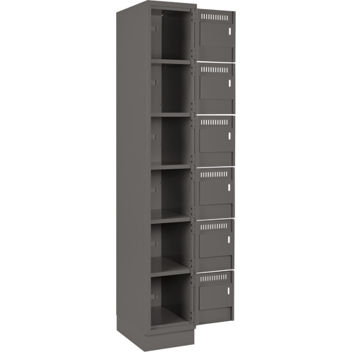 Clean Line Lockerette, 6 -tier, Bank of 4, 48" x 18" x 76", Steel, Charcoal, Rivet (Assembled) The Estey Group