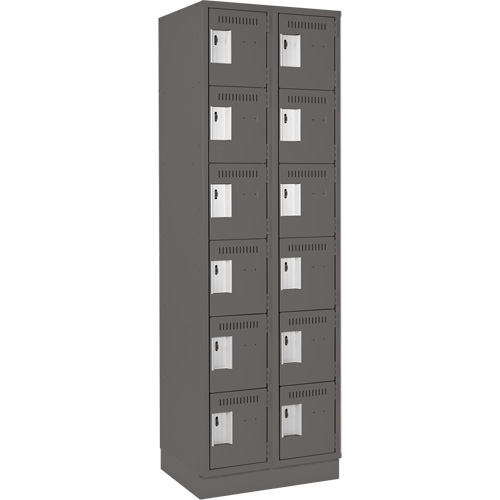Clean Line Lockerette, 6 -tier, Bank of 2, 24" x 18" x 76", Steel, Charcoal, Rivet (Assembled) The Estey Group