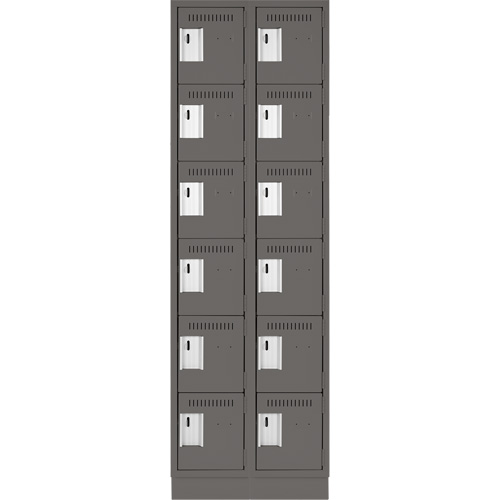 Clean Line Lockerette, 6 -tier, Bank of 2, 24" x 18" x 76", Steel, Charcoal, Rivet (Assembled) The Estey Group