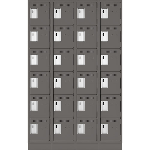 Clean Line Lockerette, 6 -tier, Bank of 4, 48" x 18" x 76", Steel, Charcoal, Rivet (Assembled) The Estey Group