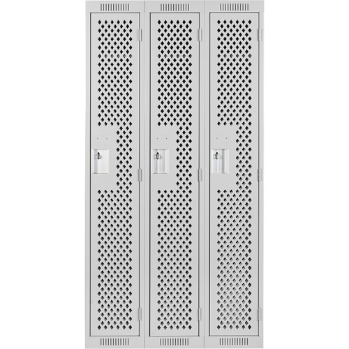 Casiers Clean Line, Bloc de 3, 36" x 15" x 72", Acier, Gris, Rivet (assembl&eacute;), Perfor&eacute; The Estey Group