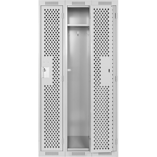 Casiers Clean Line, Bloc de 3, 36" x 15" x 72", Acier, Gris, Rivet (assembl&eacute;), Perfor&eacute; The Estey Group