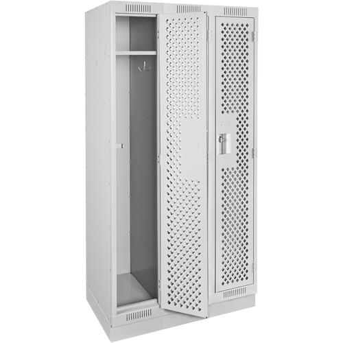 Clean Line Lockers, Bank of 3, 36" x 15" x 76", Steel, Grey, Rivet (Assembled), Perforated The Estey Group