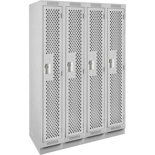 Casiers Clean Line, Bloc de 4, 48" x 15" x 76", Acier, Gris, Rivet (assembl&eacute;), Perfor&eacute; The Estey Group