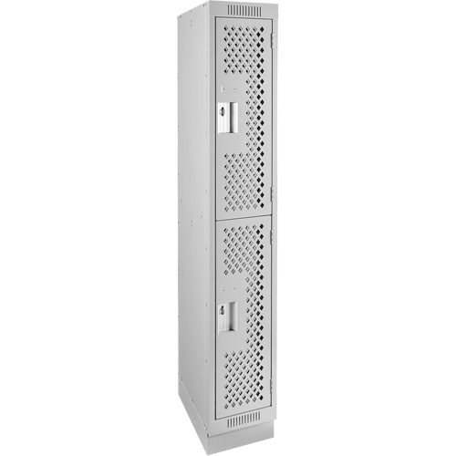 Clean Line Lockers, 2 -tier, 12" x 18" x 76", Steel, Grey, Rivet (Assembled), Perforated The Estey Group