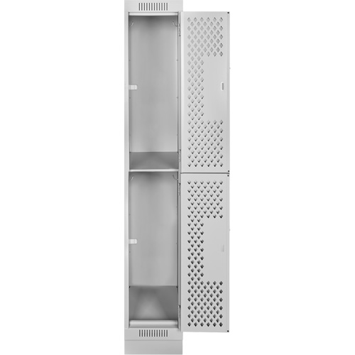 Clean Line Lockers, 2 -tier, 12" x 18" x 76", Steel, Grey, Rivet (Assembled), Perforated The Estey Group