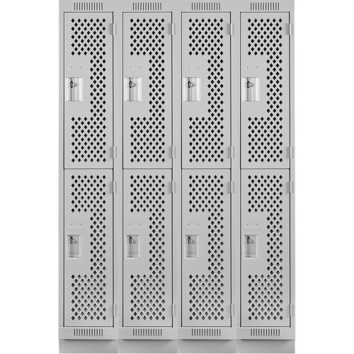 Clean Line Lockers, 2 -tier, Bank of 4, 48" x 18" x 76", Steel, Grey, Rivet (Assembled), Perforated The Estey Group