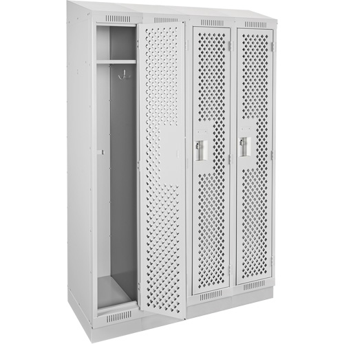 Casiers Clean Line, Bloc de 4, 48" x 15" x 82", Acier, Gris, Rivet (assembl&eacute;), Perfor&eacute; The Estey Group