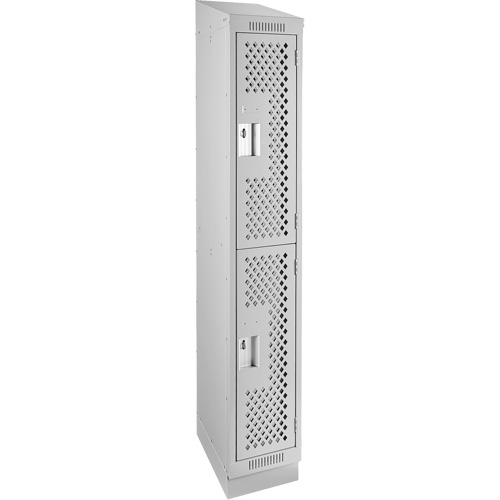 Clean Line Lockers, 2 -tier, 12" x 15" x 82", Steel, Grey, Rivet (Assembled), Perforated The Estey Group
