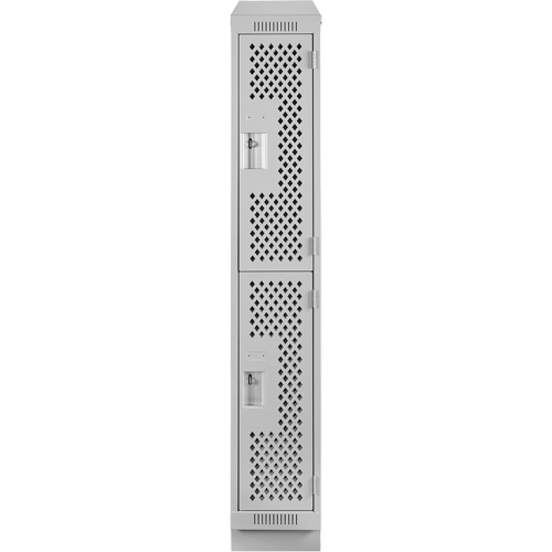 Clean Line Lockers, 2 -tier, 12" x 15" x 82", Steel, Grey, Rivet (Assembled), Perforated The Estey Group