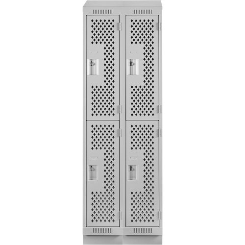 Casiers Clean Line, 2 niveaux, Bloc de 2, 24" x 18" x 82", Acier, Gris, Rivet (assembl&eacute;), Perfor&eacute; The Estey Group
