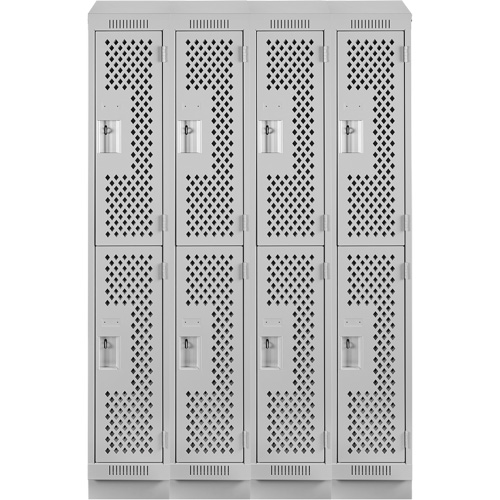 Casiers Clean Line, 2 niveaux, Bloc de 4, 48" x 15" x 82", Acier, Gris, Rivet (assembl&eacute;), Perfor&eacute; The Estey Group