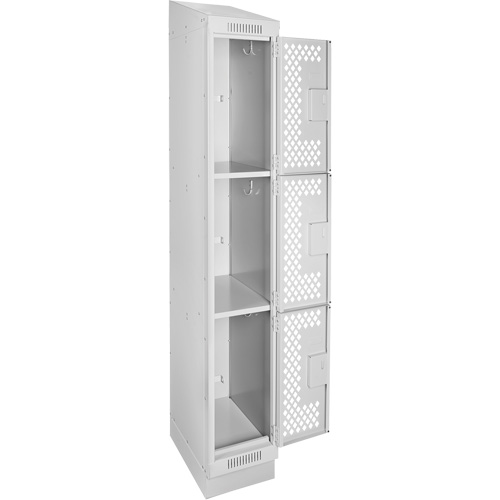 Casiers Clean Line, 3 niveaux, 12" x 18" x 82", Acier, Gris, Rivet (assembl&eacute;), Perfor&eacute; The Estey Group