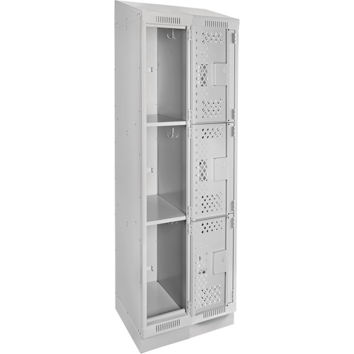 Clean Line Lockers, 3 -tier, Bank of 2, 24" x 12" x 82", Steel, Grey, Rivet (Assembled), Perforated The Estey Group