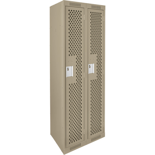 Clean Line Lockers, Bank of 2, 24" x 15" x 72", Steel, Beige, Rivet (Assembled), Perforated The Estey Group