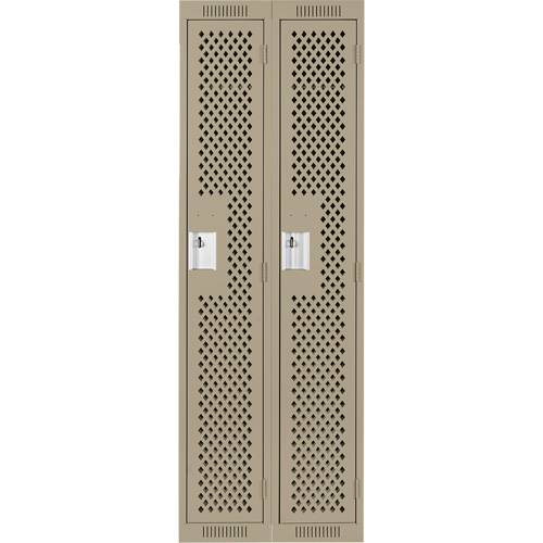 Clean Line Lockers, Bank of 2, 24" x 15" x 72", Steel, Beige, Rivet (Assembled), Perforated The Estey Group