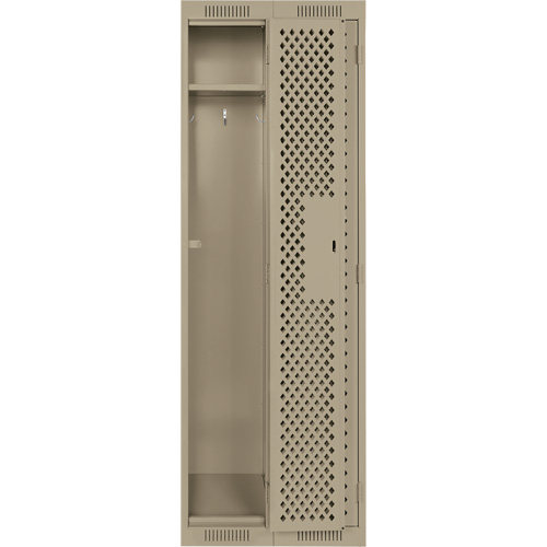 Clean Line Lockers, Bank of 2, 24" x 15" x 72", Steel, Beige, Rivet (Assembled), Perforated The Estey Group