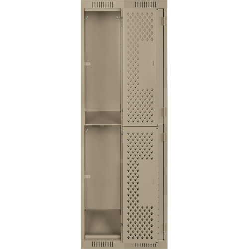 Clean Line Lockers, 2 -tier, Bank of 2, 24" x 15" x 72", Steel, Beige, Rivet (Assembled), Perforated The Estey Group