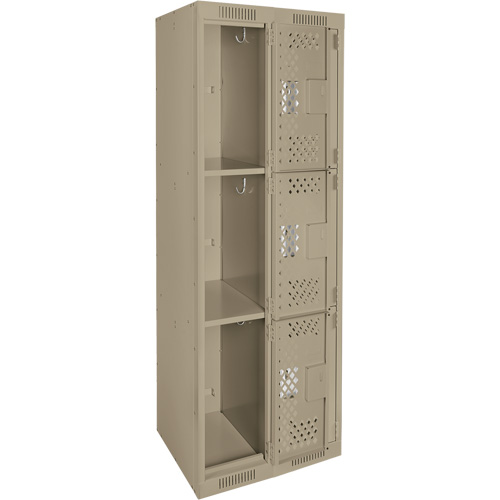 Casiers Clean Line, 3 niveaux, Bloc de 2, 24" x 12" x 72", Acier, Beige, Rivet (assembl&eacute;), Perfor&eacute; The Estey Group