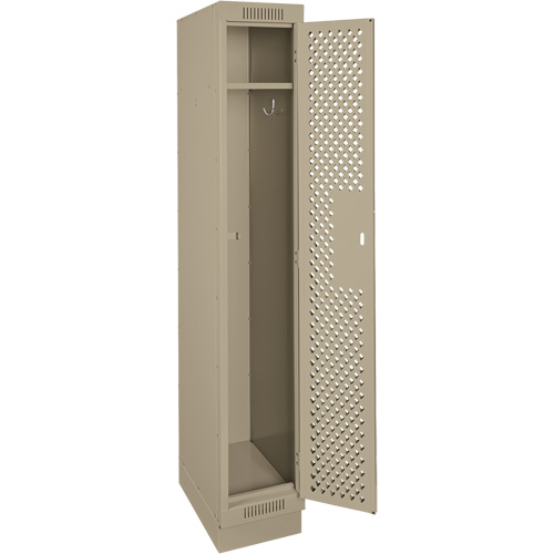 Clean Line Lockers, 12" x 15" x 76", Steel, Beige, Rivet (Assembled), Perforated The Estey Group
