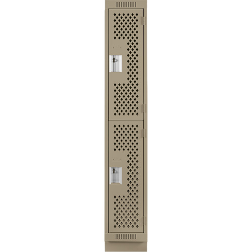 Clean Line Lockers, 2 -tier, 12" x 18" x 76", Steel, Beige, Rivet (Assembled), Perforated The Estey Group